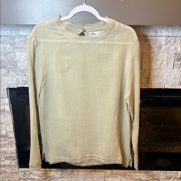 Zara Tops - Zara Cream Long Sleeve Sheer Top
